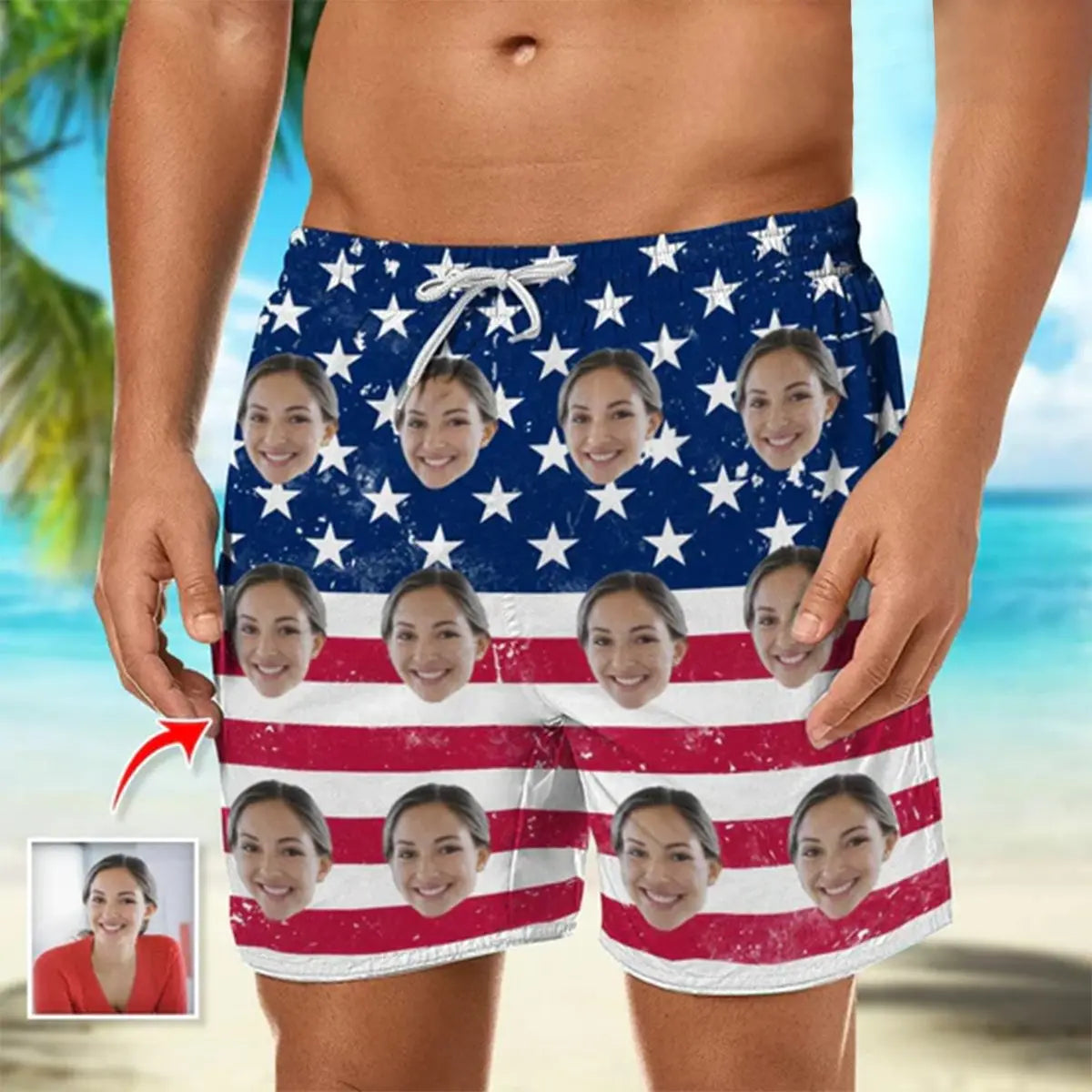 Family - America Flag - Personalized Beach Short Beach Short The Next Custom Gift