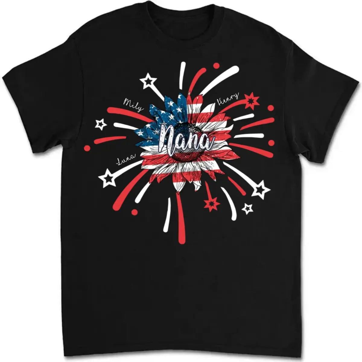 Family  - American Sunflower Fire - Personalized T-Shirt(NV) Shirts & Tops The Next Custom Gift