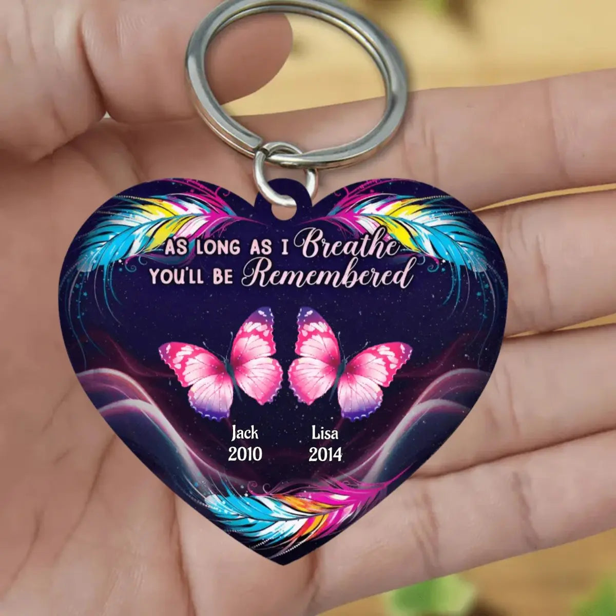 Family - As Long As I Breathe You'll Be Remembered - Personalized Acrylic Keychain (HL) Keychain The Next Custom Gift