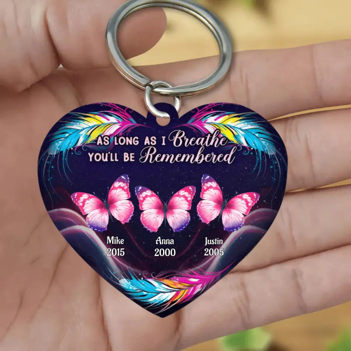 Family - As Long As I Breathe You'll Be Remembered - Personalized Acrylic Keychain (HL) Keychain The Next Custom Gift