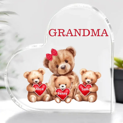 Family - Bears With Heart - Personalized Heart Acrylic Plaque Acrylic Plaque The Next Custom Gift