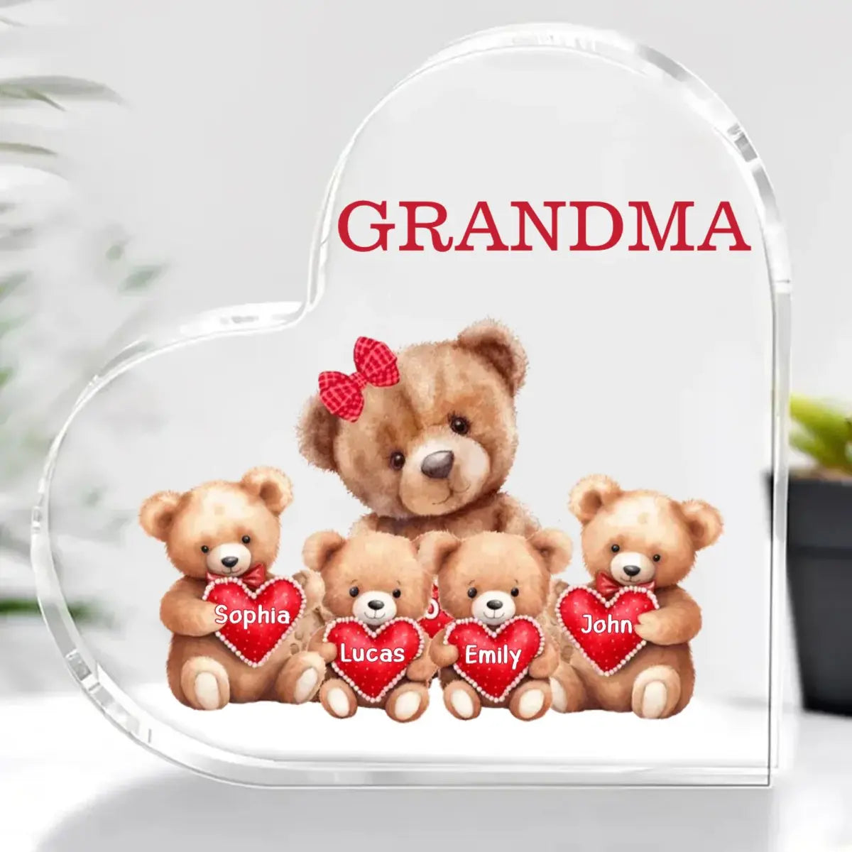 Family - Bears With Heart - Personalized Heart Acrylic Plaque Acrylic Plaque The Next Custom Gift