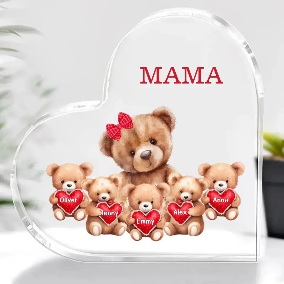 Family - Bears With Heart - Personalized Heart Acrylic Plaque Acrylic Plaque The Next Custom Gift