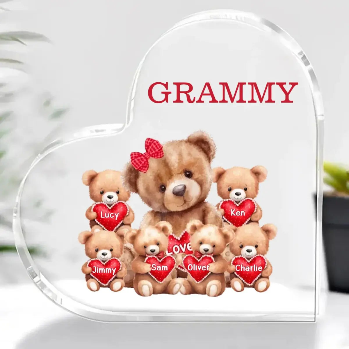 Family - Bears With Heart - Personalized Heart Acrylic Plaque Acrylic Plaque The Next Custom Gift