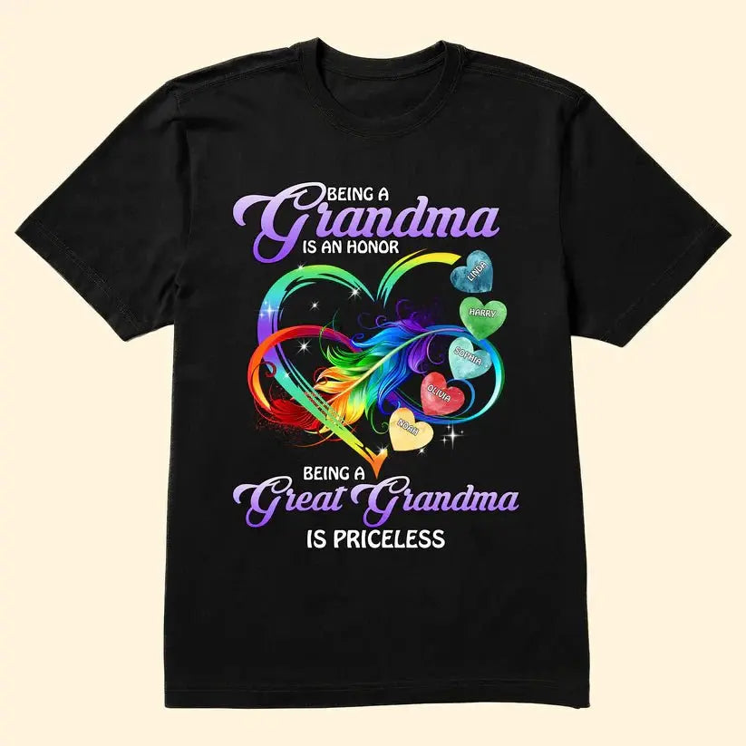 Family - Being A Grandma Being A Great Grandmother Is Priceless - Personalized Photo Shirt T-shirt The Next Custom Gift