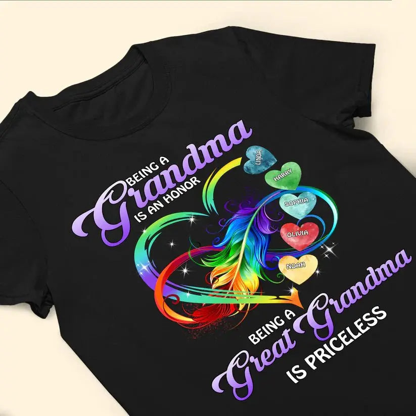 Family - Being A Grandma Being A Great Grandmother Is Priceless - Personalized Photo Shirt T-shirt The Next Custom Gift