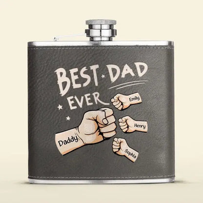 Family - Best Dad Ever - Personalized Leather Flask Leather Flask The Next Custom Gift