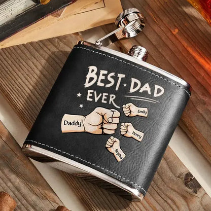 Family - Best Dad Ever - Personalized Leather Flask Leather Flask The Next Custom Gift