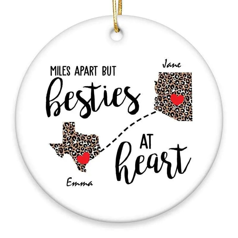 Family - Besties At Heart Leopard Personalized Circle Ornament ornament The Next Custom Gift