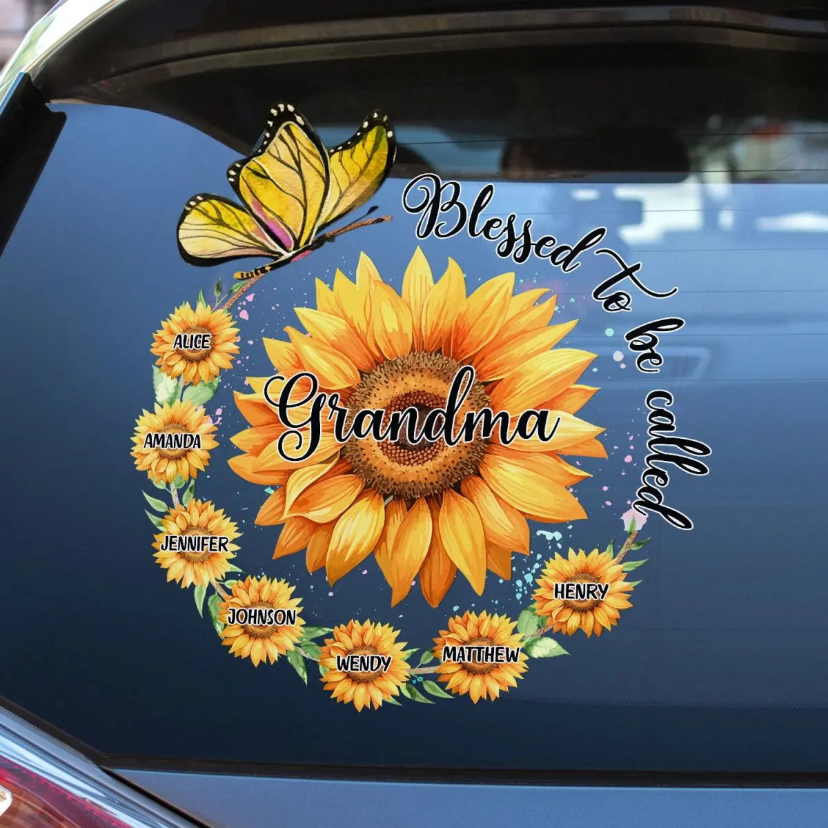 Family - Blessed To Be Called Grandma Sunflower - Personalized Decor Decal Decal The Next Custom Gift