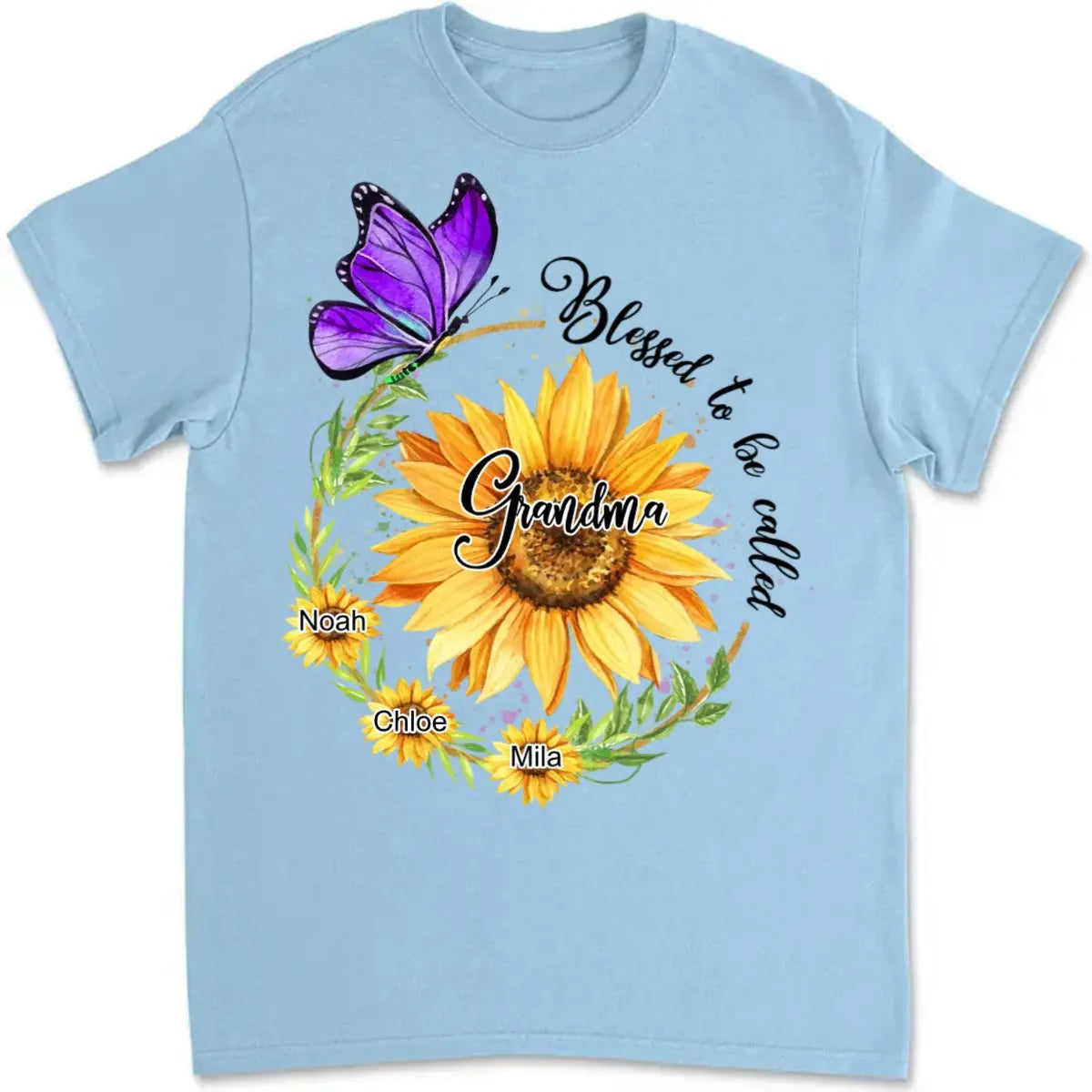 Family - Blessed To Be Called Grandma Sunflower - Personalized Unisex T-shirt T-shirt The Next Custom Gift