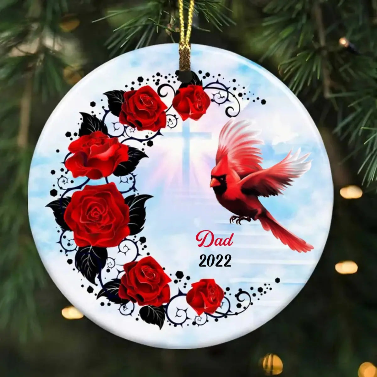 Family - Cardinal Mom Dad Grandma Grandpa Cardinal  Circle Ornament ornament The Next Custom Gift