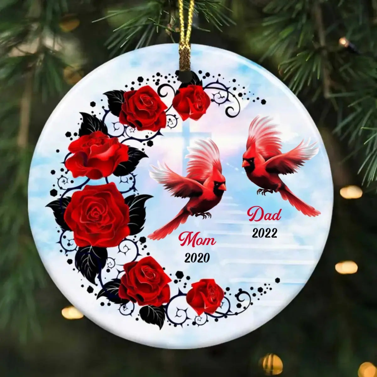 Family - Cardinal Mom Dad Grandma Grandpa Cardinal  Circle Ornament ornament The Next Custom Gift