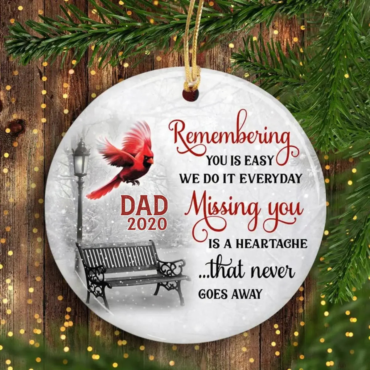 Family - Cardinals Winter Memorial - Personalized Circle Ornament ornament The Next Custom Gift