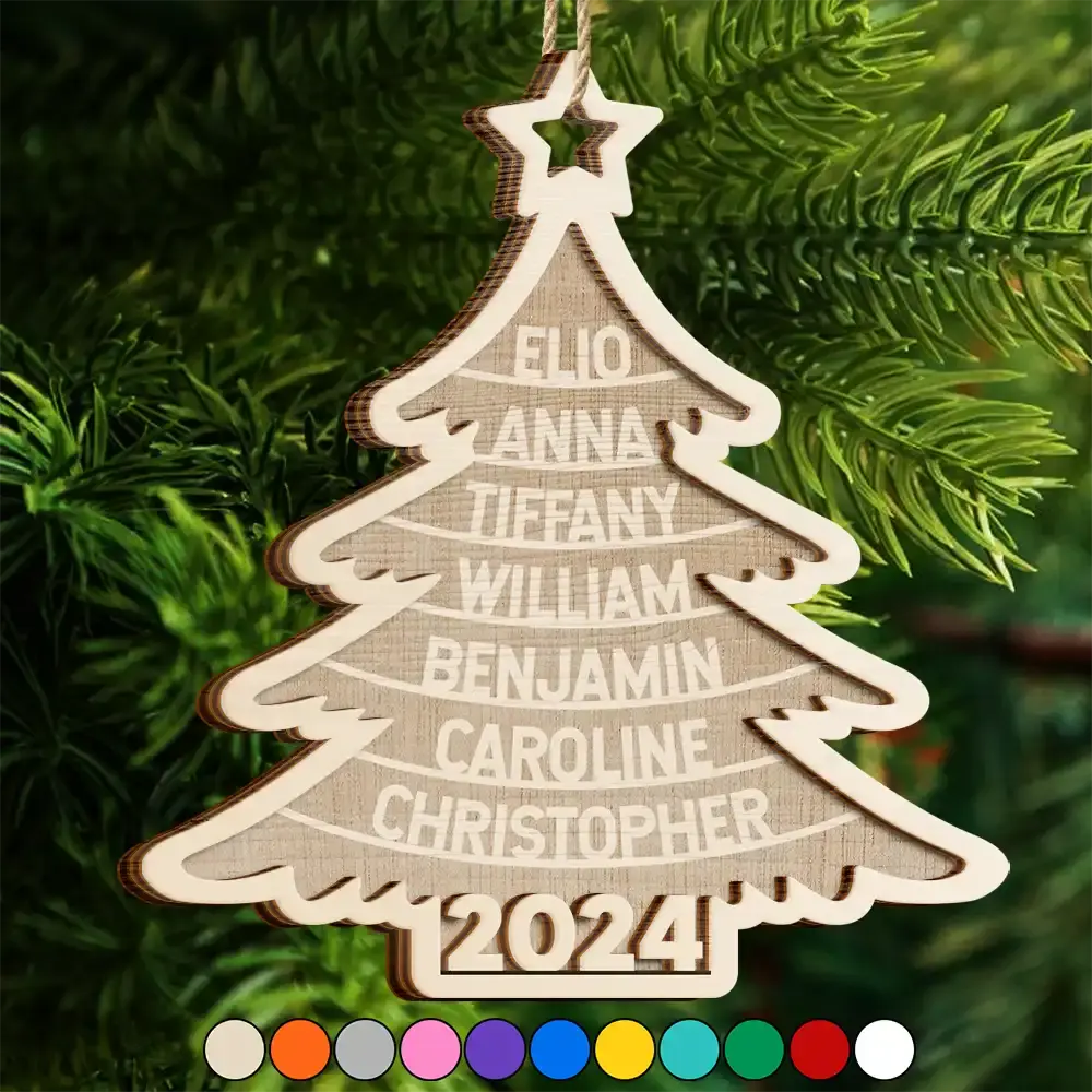 Family Christmas Tree - Personalized 2-Layered Wooden Ornament Ornament The Next Custom Gift