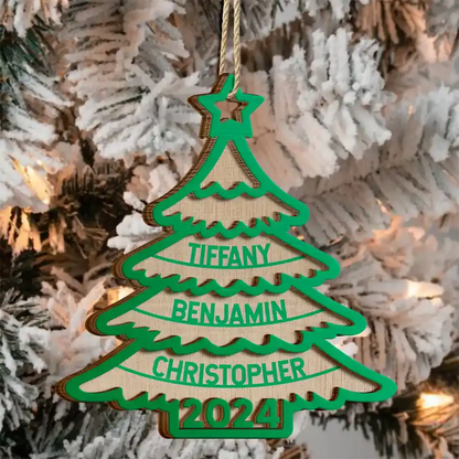 Family Christmas Tree - Personalized 2-Layered Wooden Ornament Ornament The Next Custom Gift