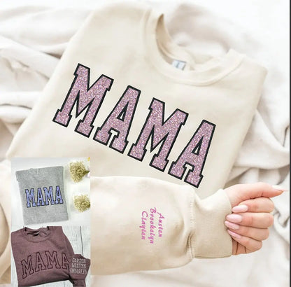 Family - Custom Embroidered Applique Glitter Mama - Personalized Unisex T-Shirt, Hoodie , Sweatshirt Shirts & Tops The Next Custom Gift