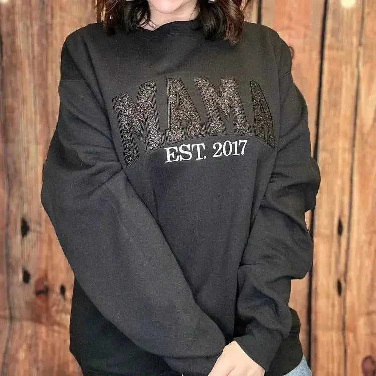 Family - Custom Embroidered Applique Glitter Mama - Personalized Unisex T-Shirt, Hoodie , Sweatshirt Shirts & Tops The Next Custom Gift