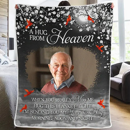 Family - Custom Photo A Hug From Heaven - Personalized Photo Blanket (AQ) Blanket The Next Custom Gift