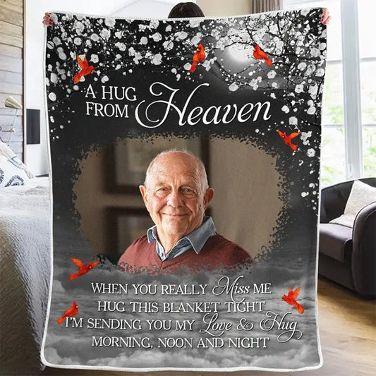 Family - Custom Photo A Hug From Heaven - Personalized Photo Blanket (AQ)