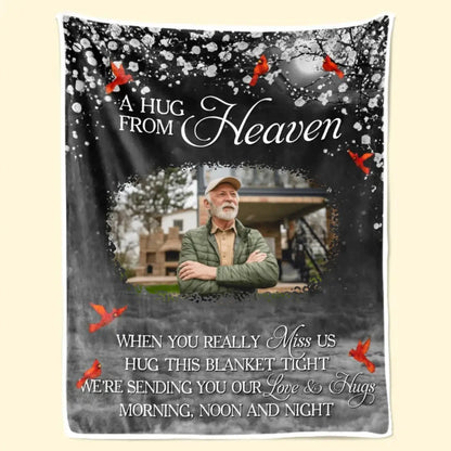 Family - Custom Photo A Hug From Heaven - Personalized Photo Blanket (AQ) Blanket The Next Custom Gift