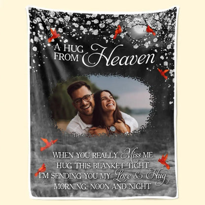 Family - Custom Photo A Hug From Heaven - Personalized Photo Blanket (AQ) Blanket The Next Custom Gift