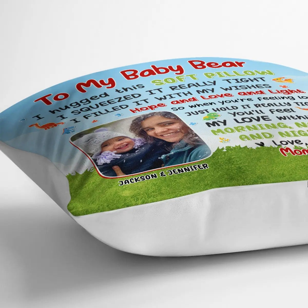 Family - Custom Photo Grandma Mother Hugged This Soft Pillow - Gift For Granddaughter, Grandson, Kids - Personalized Pillow Pillow The Next Custom Gift