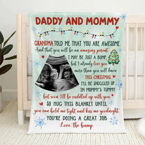 Family - Custom Photo I May Be Just A Bump - Personalized Custom Baby Blanket(AQ) Blanket The Next Custom Gift