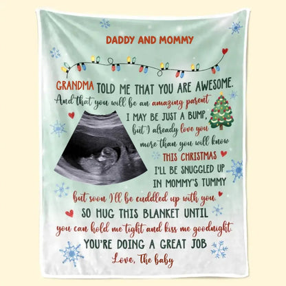 Family - Custom Photo I May Be Just A Bump - Personalized Custom Baby Blanket(AQ) Blanket The Next Custom Gift