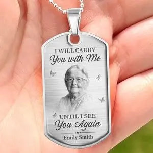 Family - Custom Photo I Will Carry You With Me Until I See You Again - Personalized Custom Necklace