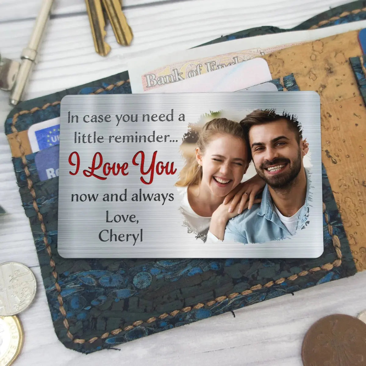 Family - Custom Photo In Case You Need A Little Reminder - Personalized Photo Aluminum Wallet Card (HJ) Card The Next Custom Gift