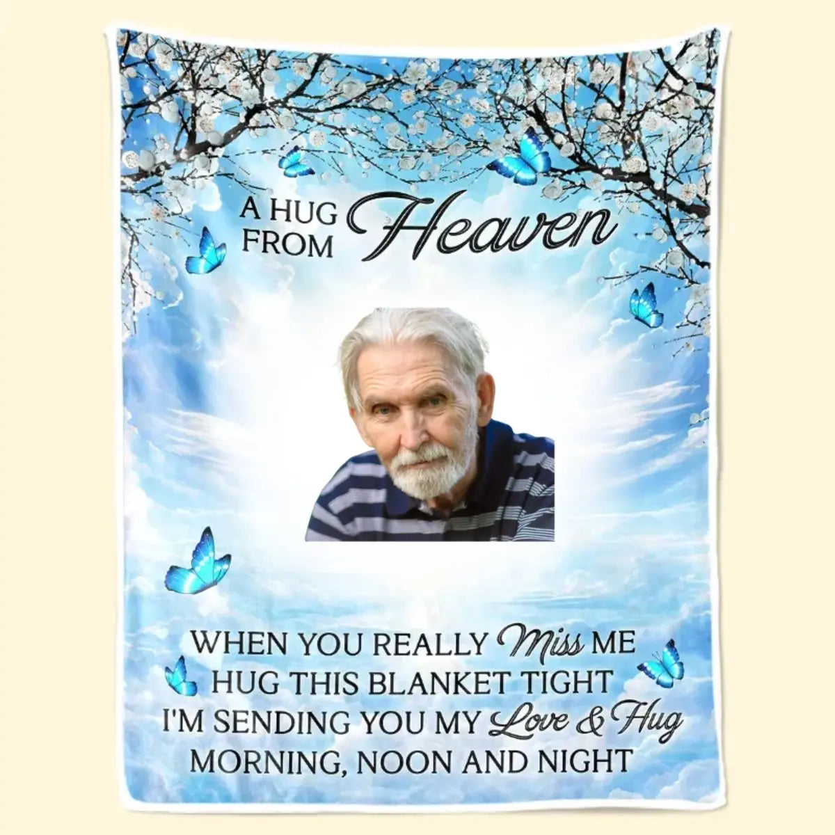 Family - Custom Photo Kisses From Heaven - Personalized Photo Blanket (AQ) Blanket The Next Custom Gift