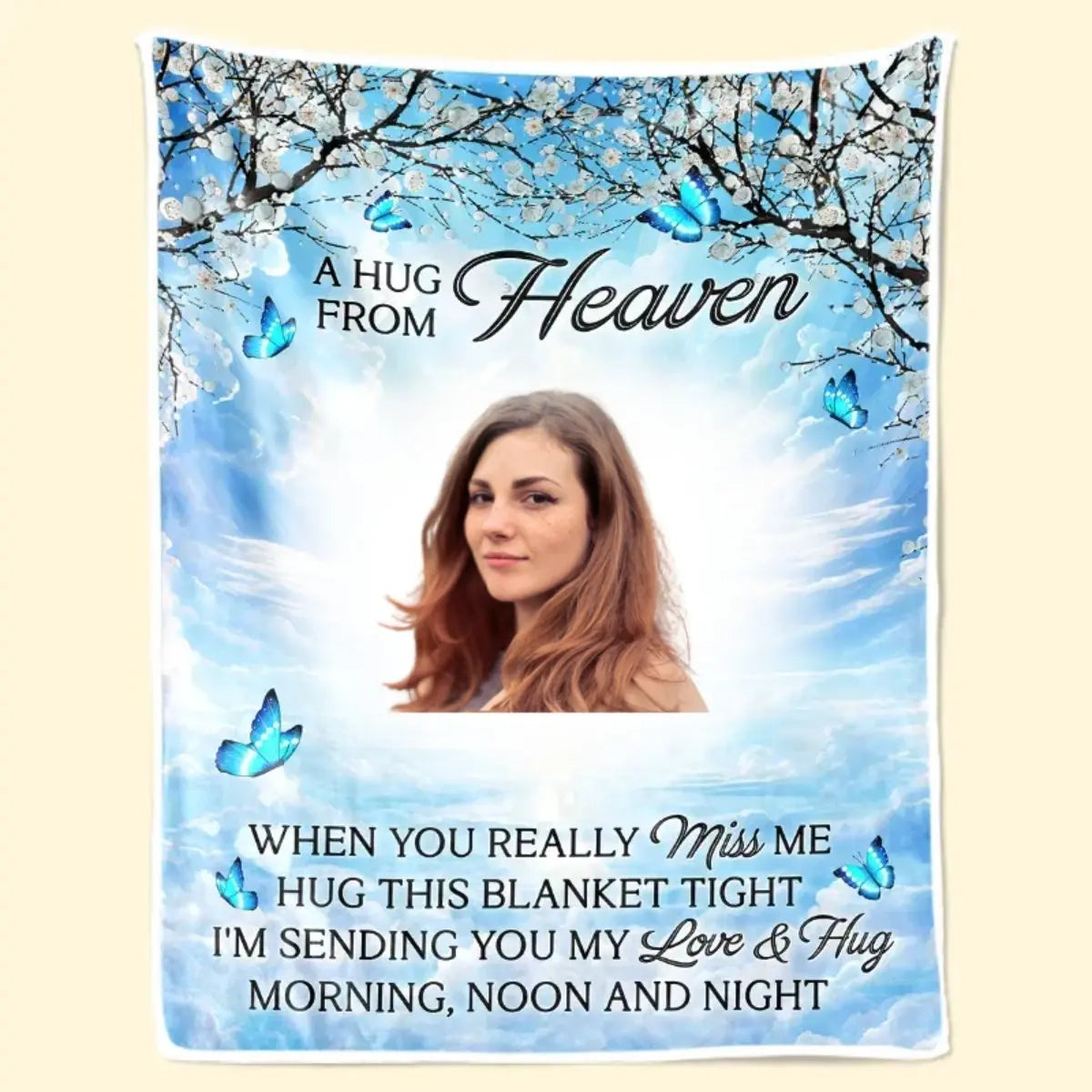 Family - Custom Photo Kisses From Heaven - Personalized Photo Blanket (AQ) Blanket The Next Custom Gift