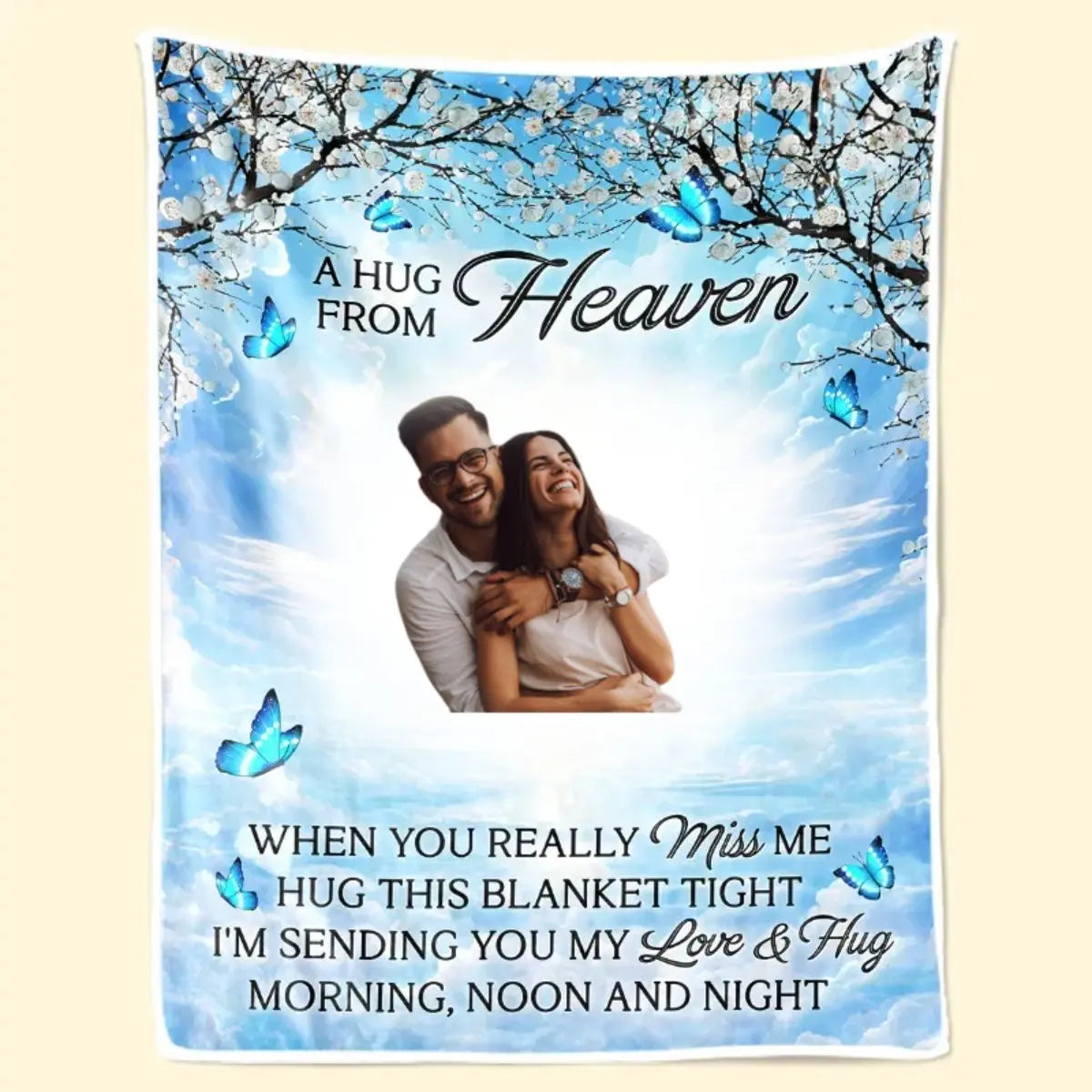 Family - Custom Photo Kisses From Heaven - Personalized Photo Blanket (AQ) Blanket The Next Custom Gift