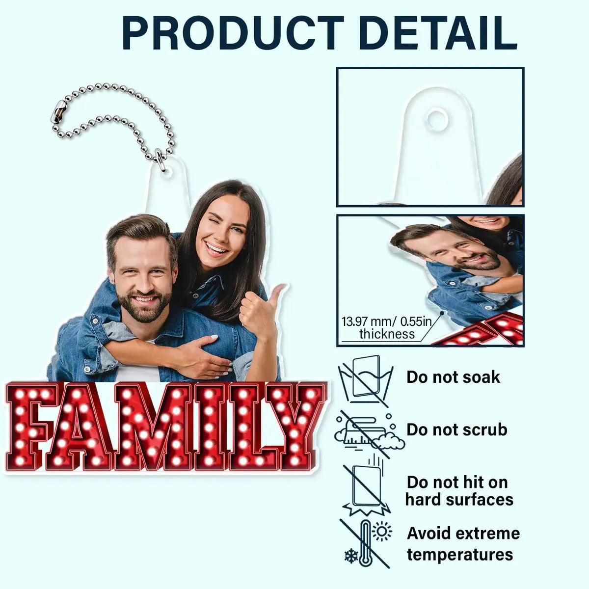 Family - Custom Photo Love Family Couples - Personalized Acrylic Car Hanger (VT) - The Next Custom Gift  Keychain