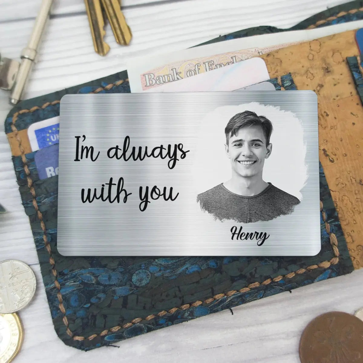 Family - Custom Photo Memorial I'm Always With You - Personalized Aluminum Wallet Card (HJ) Card The Next Custom Gift