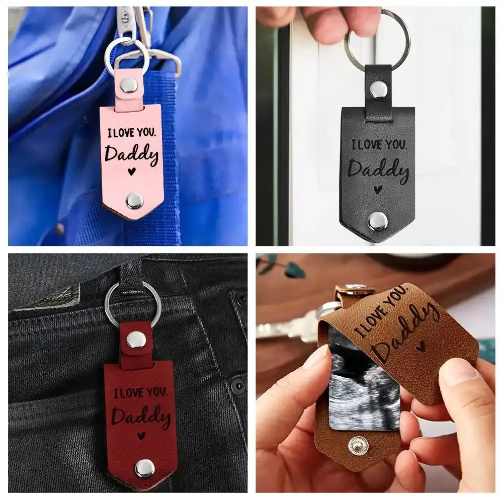 Family - Custom Photo Now You Can Carry Me Too - Personalized Leather Keychain (HJ) Keychain The Next Custom Gift