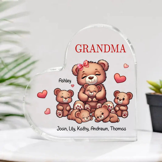 Family - Cute Grandma Mom Bears - Personalized Acrylic Plaque Plaque The Next Custom Gift