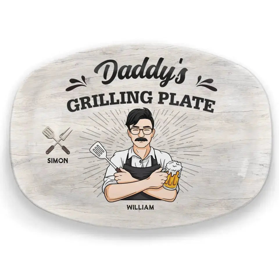 Family - Daddy Is Grilling So We Better Step Back - Family Personalized Custom Platter Platter The Next Custom Gift