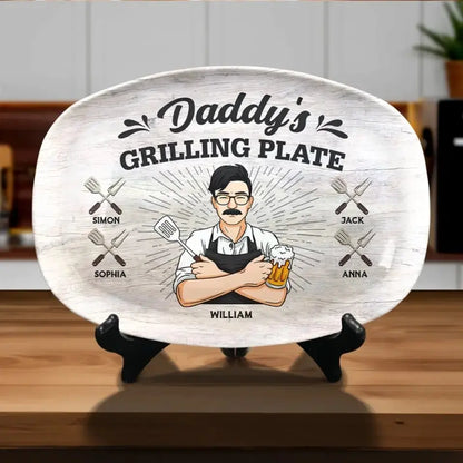 Family - Daddy Is Grilling So We Better Step Back - Family Personalized Custom Platter Platter The Next Custom Gift