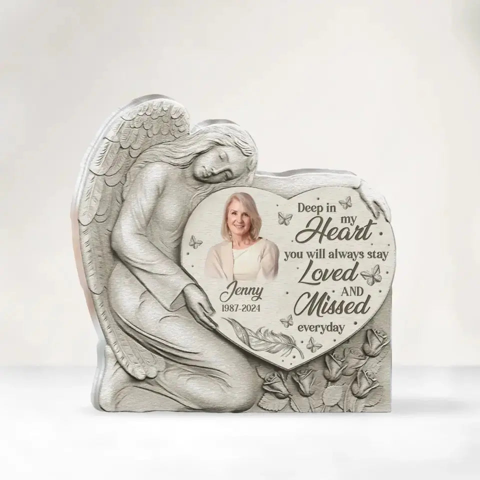 Family - Deep In My Heart You Will Always Stay Loved And Missed Everyday - Personalized Acrylic Plaque (LH) Acrylic Plaque The Next Custom Gift