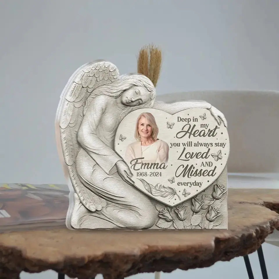 Family - Deep In My Heart You Will Always Stay Loved And Missed Everyday - Personalized Acrylic Plaque (LH) Acrylic Plaque The Next Custom Gift