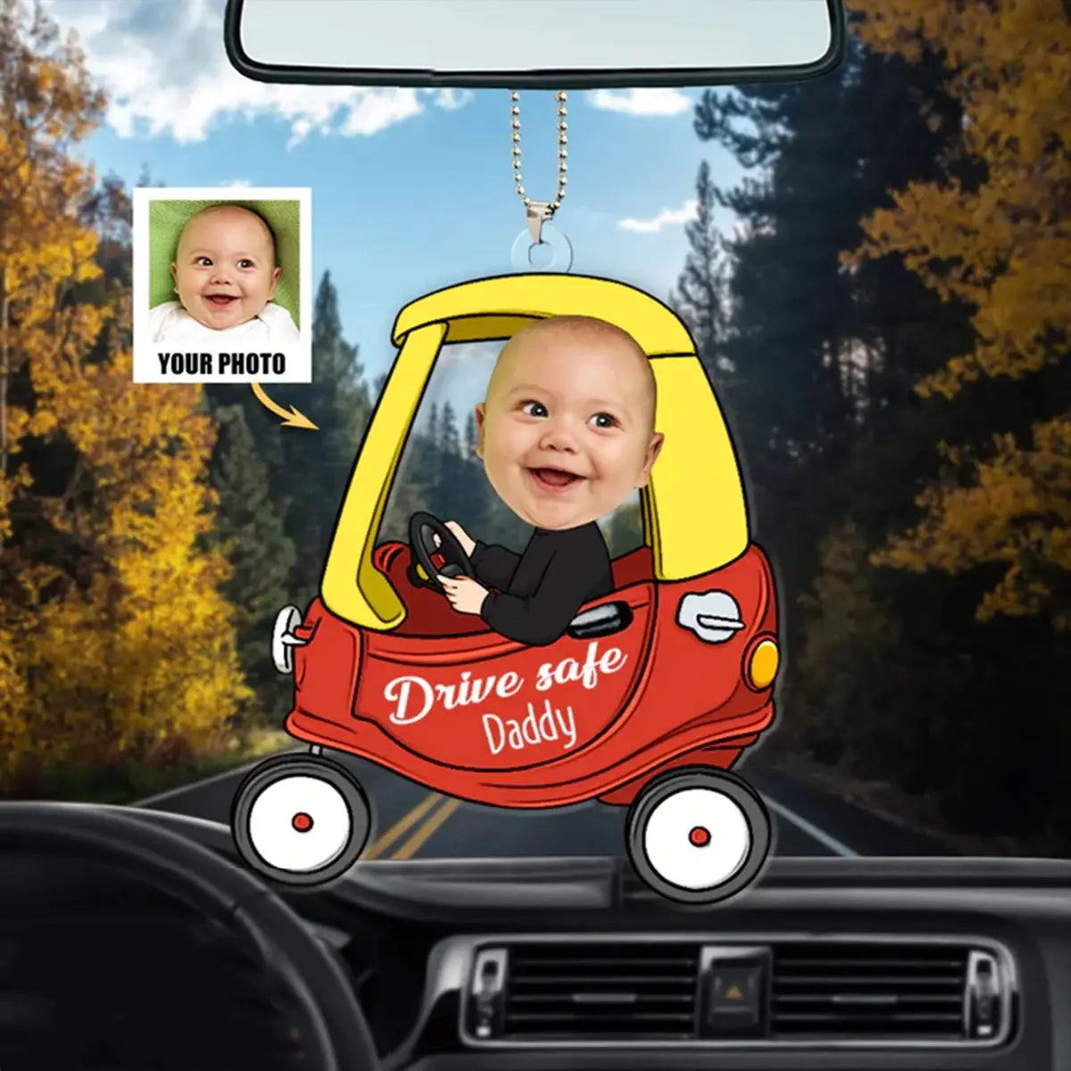 Family - Drive Safe - Personalized Car Photo Ornament (HL) ornament The Next Custom Gift