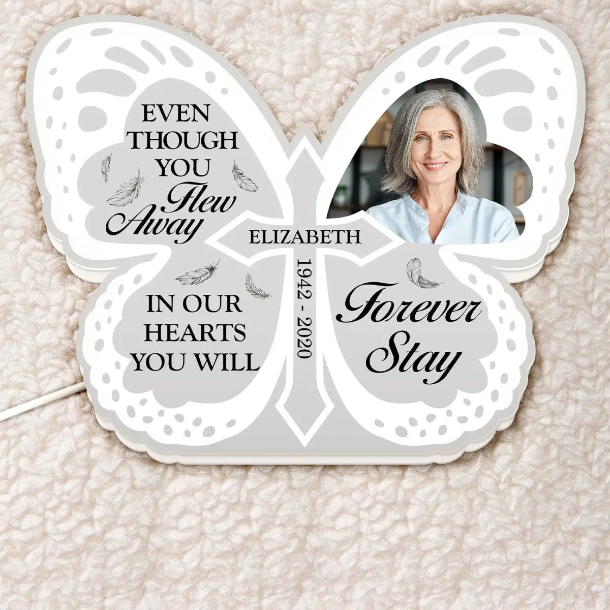 Family - Even Though You Flew Away - Personalized Shaped Photo Light Box (LH) Frame Light Box The Next Custom Gift