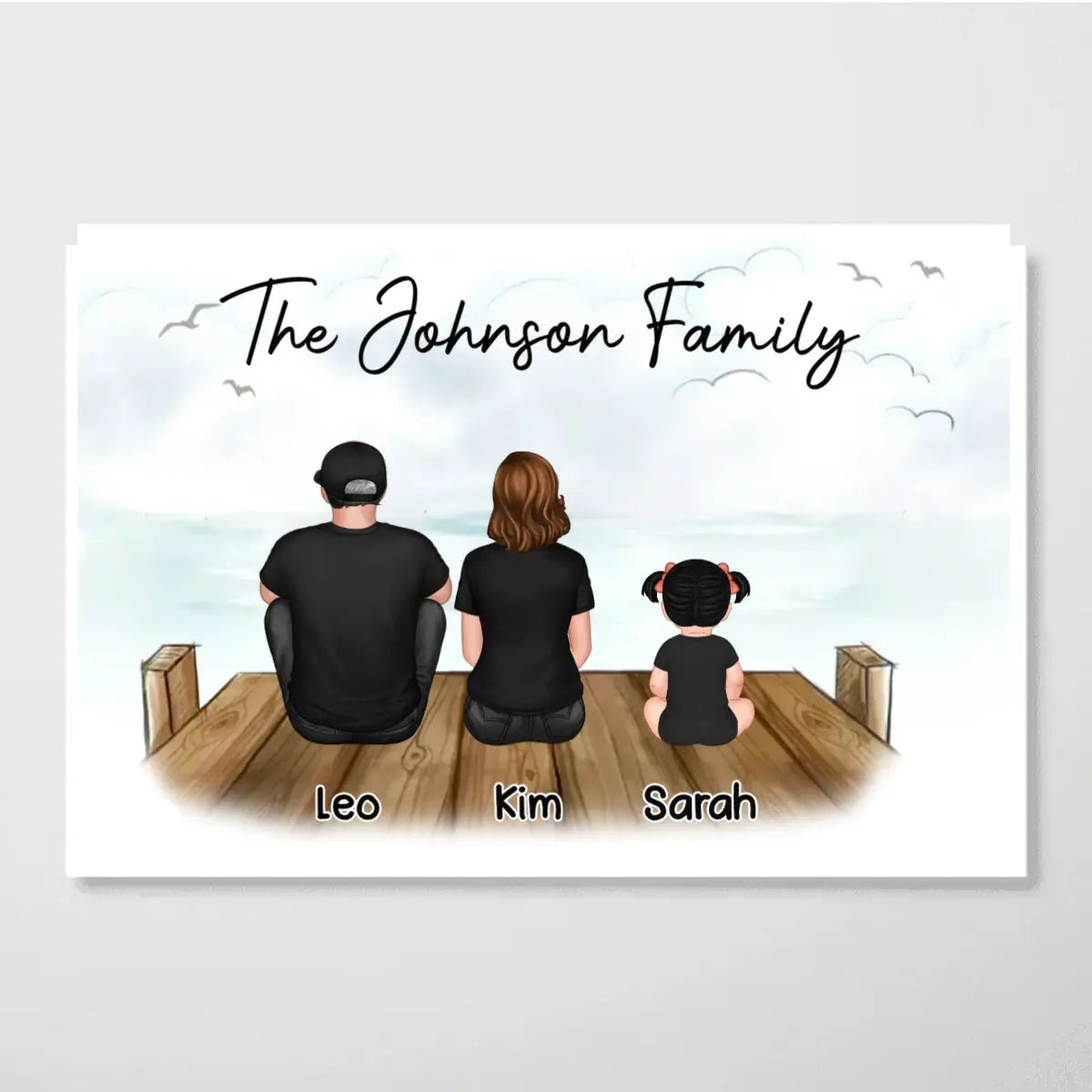 Family - Family Dad Mom Kids Dogs Cats Sitting On The Bridge - Personalized Poster Poster The Next Custom Gift