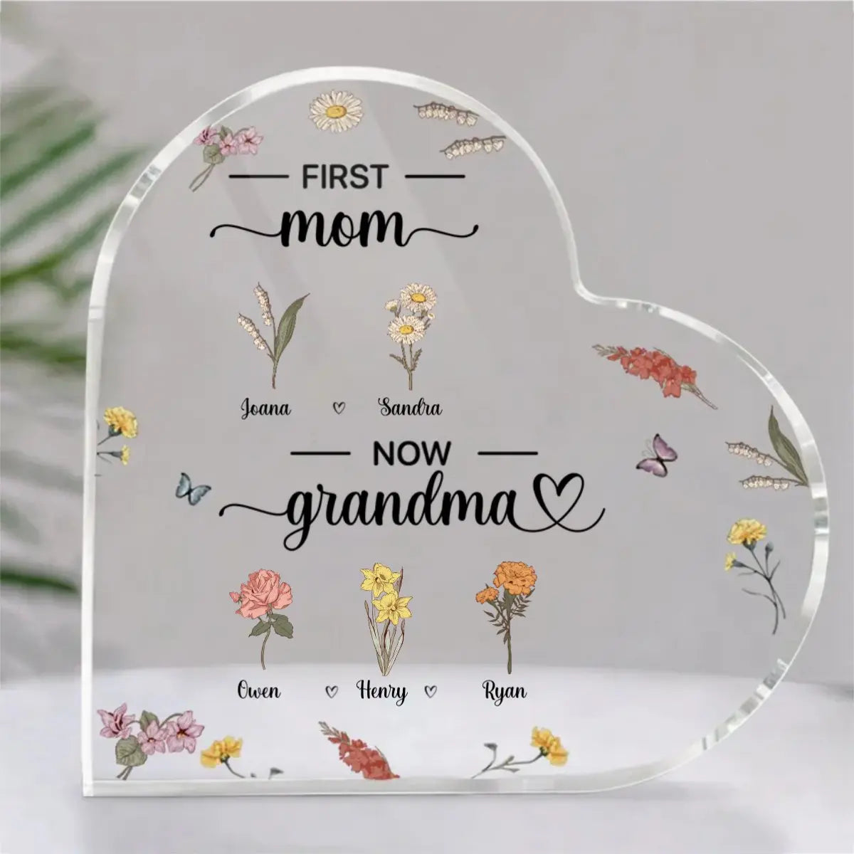 Family - First Mother Now Grandma - Personalized Heart Acrylic Plaque Acrylic Plaque The Next Custom Gift