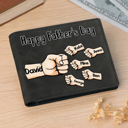 Family - Fists Bump Men's Bifold Wallet For Dad - Personalized Leather Wallet (TB) Wallet The Next Custom Gift