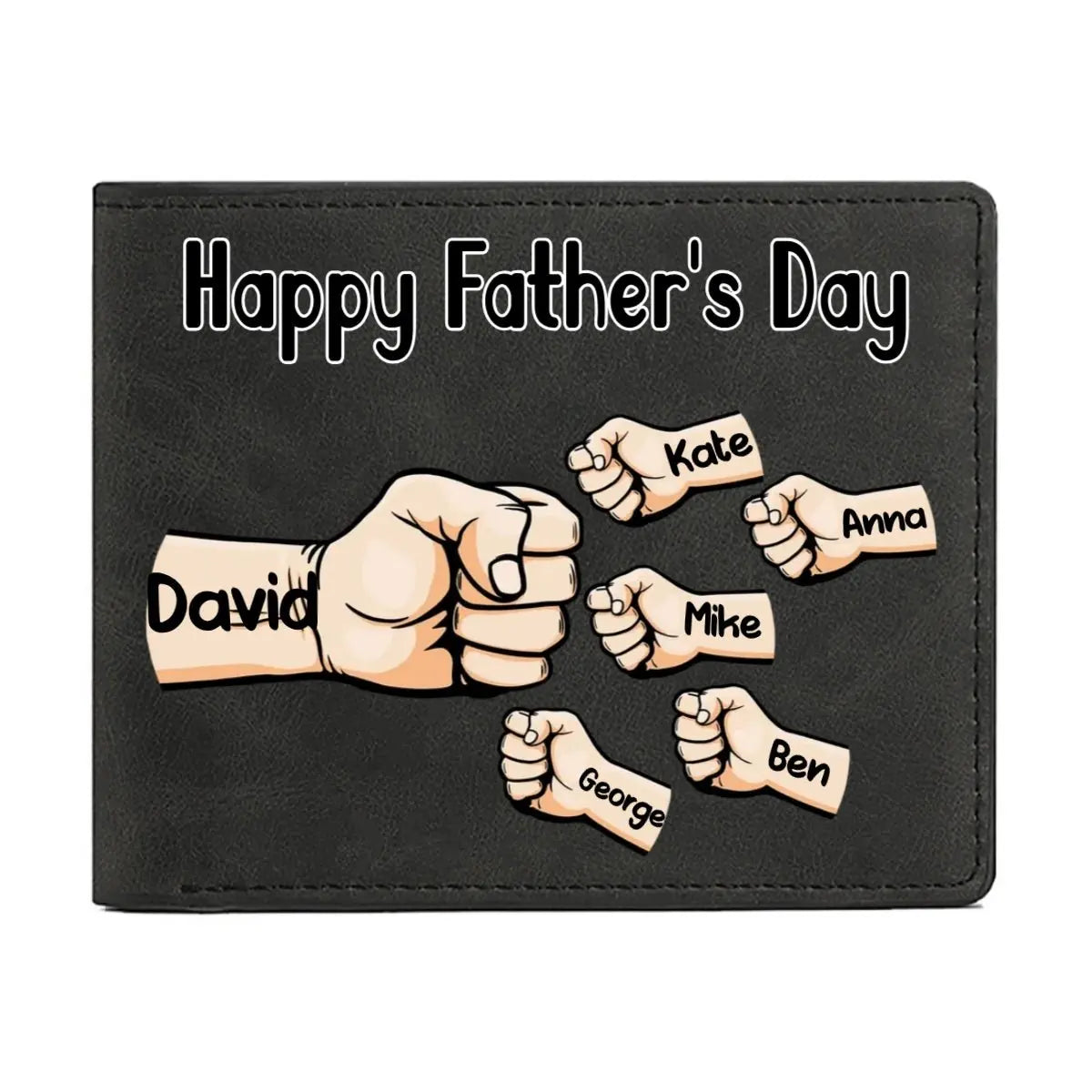 Family - Fists Bump Men's Bifold Wallet For Dad - Personalized Leather Wallet (TB) Wallet The Next Custom Gift