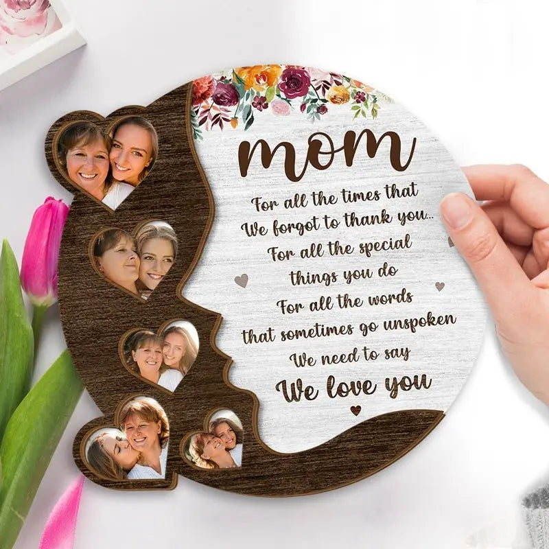 Family- For All The Time That We Need To Say We Love You - Personalized Custom Photo  2-Layered Wooden Plaque With Stand Wooden Plaque The Next Custom Gift