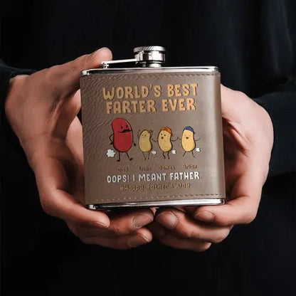 Family - Funny Gift World's Best Farter Ever - Personalized Leather Flask Leather Flask The Next Custom Gift